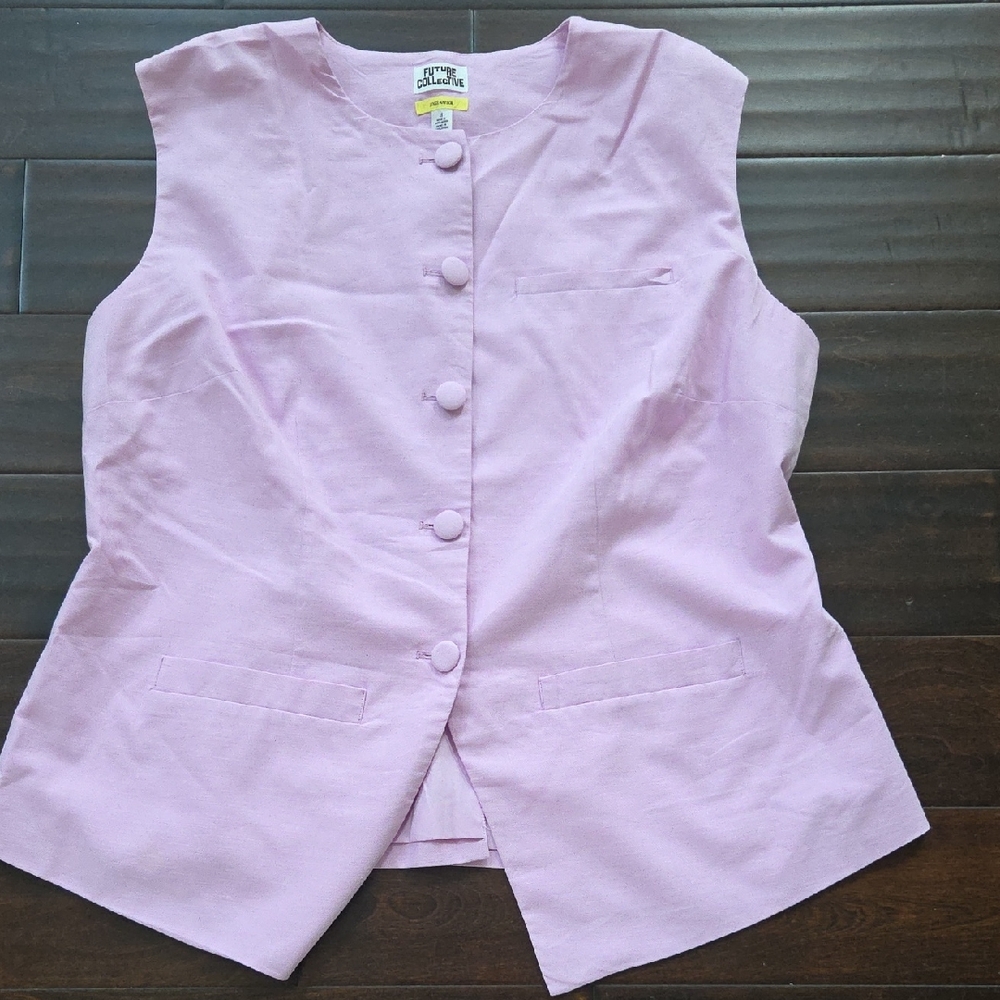 Future Colective Jenee Naylor Lavender Sleeveless Button-Up Vest - Picture 2 of 12